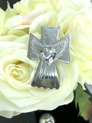 Carolyn Pollack Relios Antiguo Peón Plata Esterlina Ángel Corazón Tribal Pin Colgante Foto 1 de 4