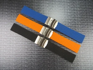 22mm Soft Rubber Strap Diver Deployment Watch Band Black Blue Orange IWC RX1 RG - Picture 1 of 21