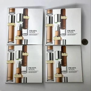 X4 Prada Reveal Skin Optimizing Foundation 6-Shade SAMPLE Card LC10 LN5 MN45 MW4 - Picture 1 of 3