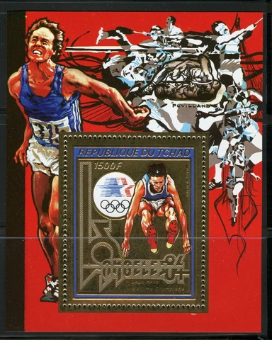 Tchad Olympic Games, J. O. Los Angeles 1984 Gold Foil Michel 925 Blocks 115 A Cover