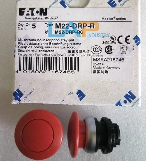 QTY:2 New For Pushbutton Switch M22-DRP-R 2-position 22mm red - Image 1 of 1