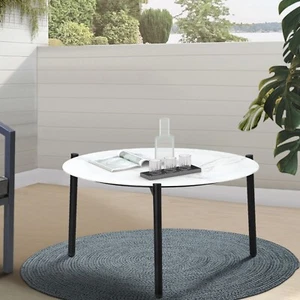 Livsip Coffee Side Marble Table Outdoor Patio Furniture Garden 50cm Round Desk - Picture 1 of 7