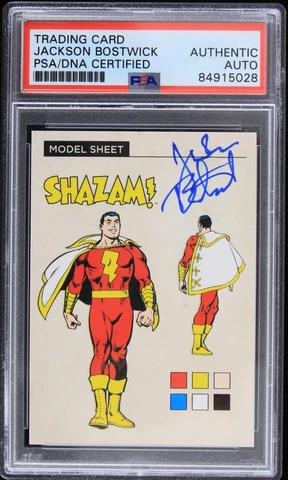 2022 Jackson Bostwick Signed Shazam Model Sheet Card (PSA/DNA Slabbed) Cover