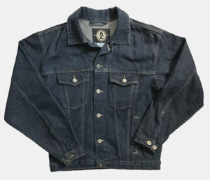 Y2K VTG Arizona Jean Co. Dark Wash Denim Trucker Jacket Small 2000s EUC - Picture 1 of 5