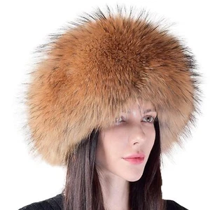 Real Fur Hats for Women Winter Russian Fox Fur Hat Fluffy Fuzzy Furry Tail Ou... - Picture 1 of 8