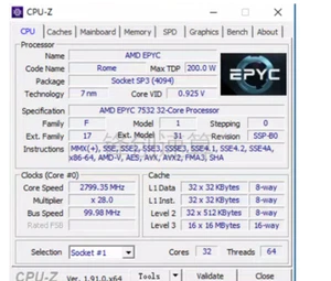 AMD EPYC 7532 CPU 32 core 2.4G server processor not locked  Class A - Picture 1 of 1