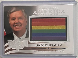 LINDSEY GRAHAM 2020 DECISION GOD BLESS FLAG RAINBOW PATCH CARD U.S. SENATOR - Picture 1 of 2