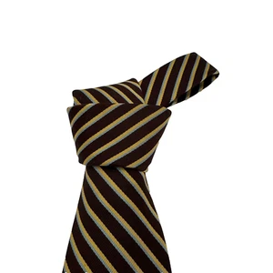 Vintage Alexander Beegle of Virginia Men's Repp Brown Blue Gold 100% Silk Tie - Picture 1 of 6