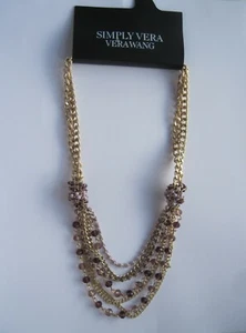 Simply Vera Wang goldfarbene mehrstrangige geknotete Kette Perlenkette, KOSTENLOSER VERSAND - Bild 1 von 7