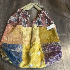 NWT Duo Boho-Style Patchwork Quilt-Look Shoulder Tote Bag With Zipper Pouch New - Picture 1 of 7