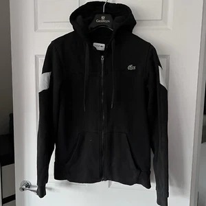 Lacoste Sport Hoodie Women’s Size 4 Medium Sweater Black Full Zip Logo Pockets - Picture 1 of 14