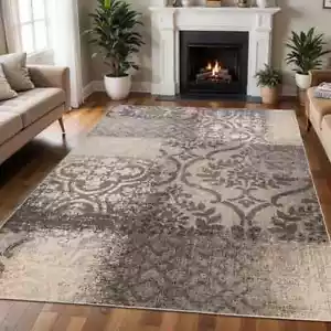 Bristol Distressed Abstract Damask Indoor Area Rugs Or Runner Rug - Picture 1 of 49