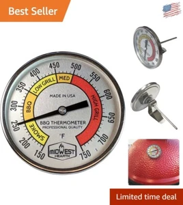 Durable Stainless Steel Kamado Grill Thermometer with Color Zones - 150-750°F - Picture 1 of 8