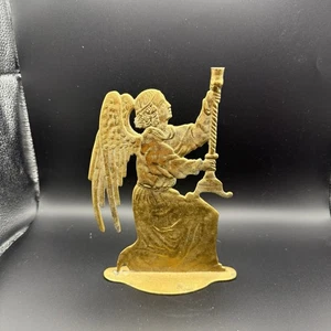 Vintage Solid Brass Angel Taper Candle Holder 9.75” - Picture 1 of 6