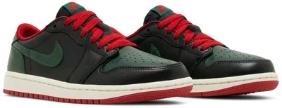 Mujer Air Jordan 1 Retro Bajo OG - Negro/Verde Garganta - Rojo Universitario (Talla 10.5) Foto 1 de 4