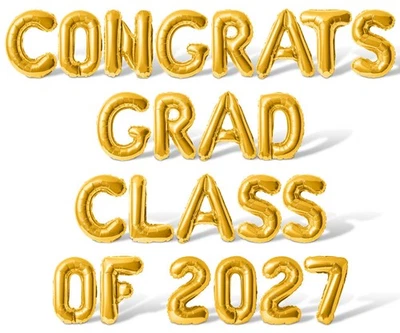 Banner Globo Carta FELICIDADES GRADUADO CLASE DE 2027 - Decoraciones Fiesta Graduación Foto 1 de 4