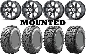 Kit 4 Maxxis Bighorn 3.0 Tires 29x9-14 on MSA M12 Diesel Black Wheels SRA - Picture 1 of 5