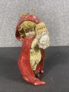 Bethany Lowe Girl with Santa Mask Christmas Ornament - Picture 1 of 5