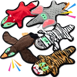 Quietschendes Hundespielzeug-Set ohne Füllung - 5 Knistern Plüschtiere für alle Größen - Bild 1 von 12