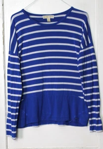 MICHAEL KORS TEE SHIRT Damen Gr. L mittelblau weiß gestreift langarm - Bild 1 von 5