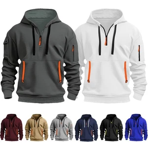 Herren Militär-Cargo-Hoodie – Feste Baggy-Sweatshirt-Mantel mit Reißverschluss - Bild 1 von 17