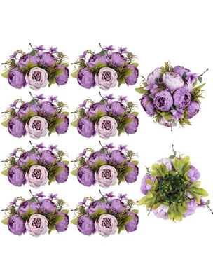 Centros de mesa bolas flores artificiales: 10 piezas 9,5" púrpura claro peonías falsas... Foto 1 de 4