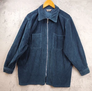 Camicia shacket vintage anni 90 oversize donna XL verde balena larga velluto a coste zip anni 90 - Foto 1 di 6