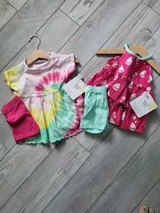 LOT NWT Burt's Bees Baby 2 Outfits 100% Organic Cotton G.O.T.S 0-3 Months Girls - Picture 1 of 6