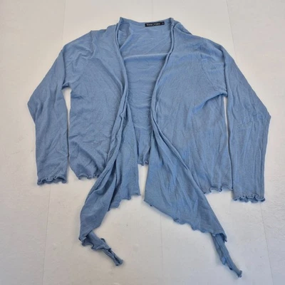 Cárdigan WOOLOVERS XL Azul Mujer Corbata Abierta Cintura Manga Larga Mezcla Seda Foto 1 de 4