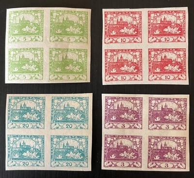 CZECHOSLOVAKIA - 1918,  12 Imperforated Blocks - MNH - Image 1 of 4