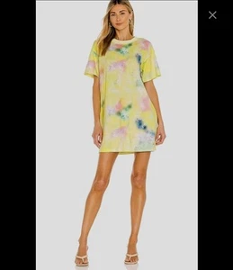 Alice + Olivia Womens Tie Dye T-Shirt Dress Yellow Size XS Minimal Fun READ - Picture 1 of 11
