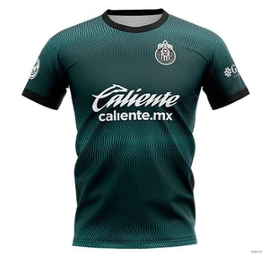 Camisa LIGA MX Chivas Personalizada - Patrón de Ondas Negro y Verde Azulado con Estampado Blanco - Imagen 1 de 6