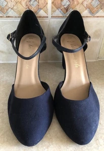 New Look Love Your Sole Navy Blue Court Shoes with Ankle Strap - Size 8 Wide Fit - Picture 1 of 7