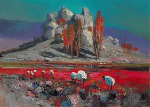 original painting 30x40 cm 80BdV artwork oil paints impasto technique landscape - Picture 1 of 6