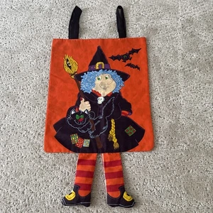 BOLSO DE CARAMELO de colección HALLOWEEN BRUJA truco o trato tela de tela casera con asas - Imagen 1 de 14
