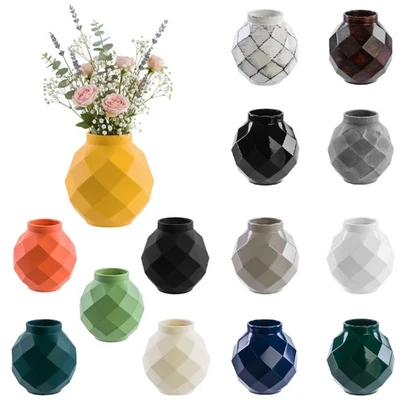 Vase aus Keramik Handgebrannt 3D Muster modern elegant 14 Farbe Ø11 H22 cm  - Bild 1 von 4