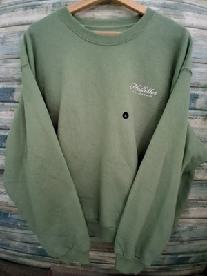 Sudadera Hollister Crew Pullover Verde Salvia Mezcla de Algodón Para Hombres XL -NUEVA Foto 1 de 4