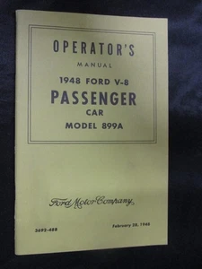 NEW OEM 1948 Ford Passenger Car Model 899A V8 Operators Owners Manual Original - Picture 1 of 2