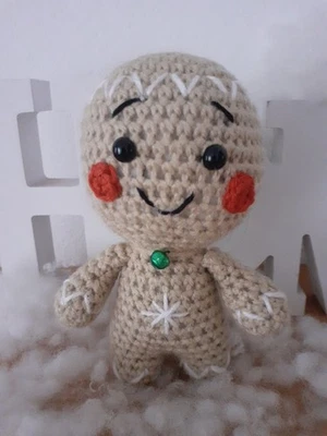 AMIGURUMI♡Häkeltier🍪Lebkuchen Männchen♡ Mann Bub♡handmade♡gehäkelt♡13 cm♡beige - Bild 1 von 4