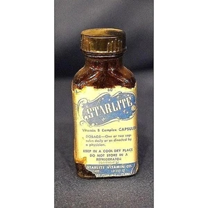 Botella de vitamina ANTIGUA, VACÍA Starlite Vitamin Co. Philadelphia PA años 50 (8b6) - Imagen 1 de 6