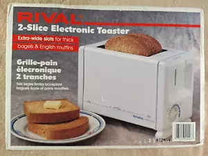 VTG Rival Electronic Wide Slot Toaster 2 Slice Model 9220 White Plug In NIB - Picture 1 of 8