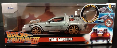 JADA 2024 BACK TO THE FUTURE III TIME MACHINE DELOREAN RAIL WHEELS 1:24 TOY CAR - Image 1 of 4