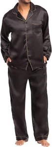 Alexander Del Rossa Mens Satin Pajamas Set, Satin Pajamas for Men, Satin PJ Set - Picture 1 of 12