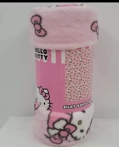 Hello Kitty Blanket Throw Let's Bow Pink 46" x 60" Pink Super Plush - Picture 1 of 3