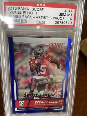 2016 Panini Score BLUE Artist’s Proof Ezekiel Elliot Rookie #09/50 PSA 10 - Image 1 of 4