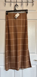 Vineyard Vines PLAID GINGERBREAD Silky Slip Maxi Skirt Women’s Size S NWT - Picture 1 of 9