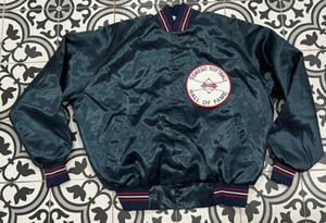 VTG 1980s Oswego Softball Hall of Fame Budweiser Bomber Button Up Jacket Coat XL - Picture 1 of 8