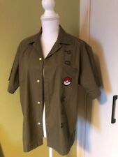 Japanese Anime POKEMON Collared Shirt GU POKEMON Collabo Shirt Khaki Size S