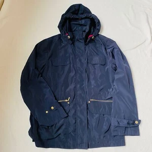 Britisch Khaki Jacke Damen Large Navy Leicht Kapuze Gold Akzente Utility - Bild 1 von 8