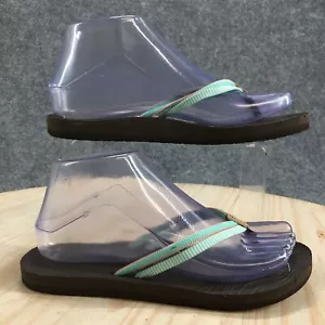 Reef Sandals Womens 6 Casual Comfort Two Strap Slip On Flip Flops Blue Fabric - Picture 1 of 18